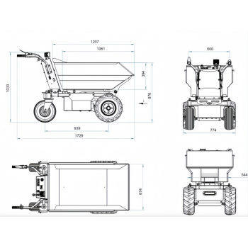 Brouette électrique à basculement hydraulique EB-500