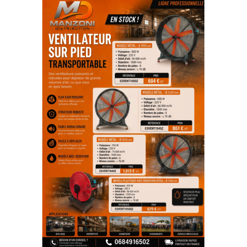 Ventilateur sur pied transportable