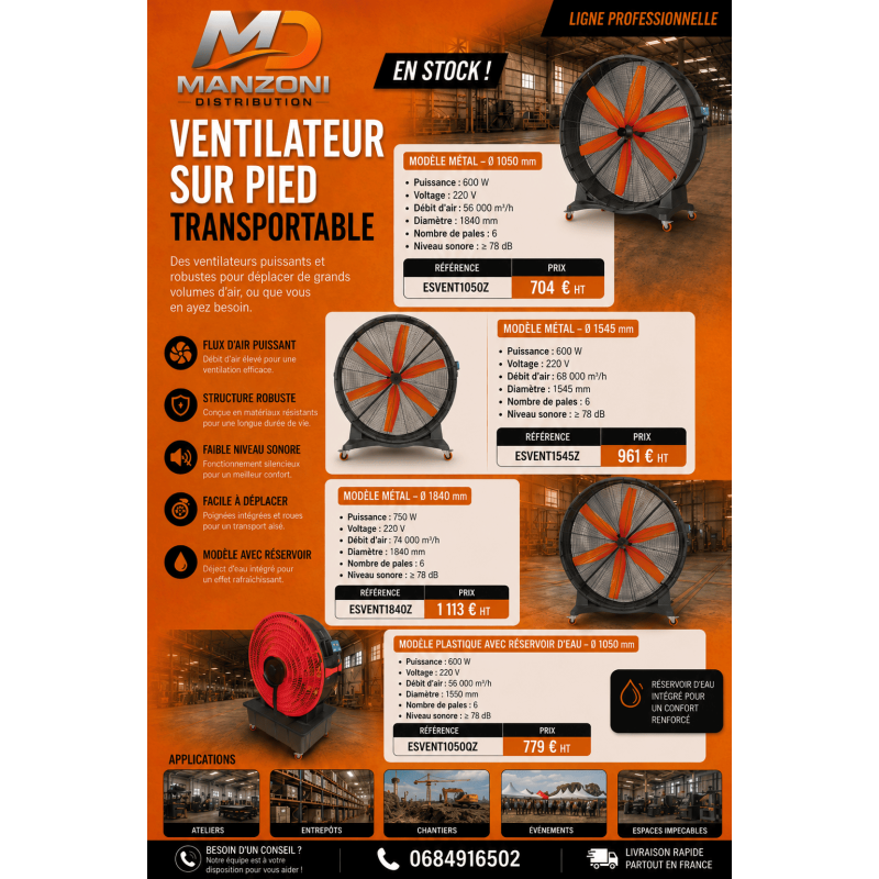 Ventilateur sur pied transportable